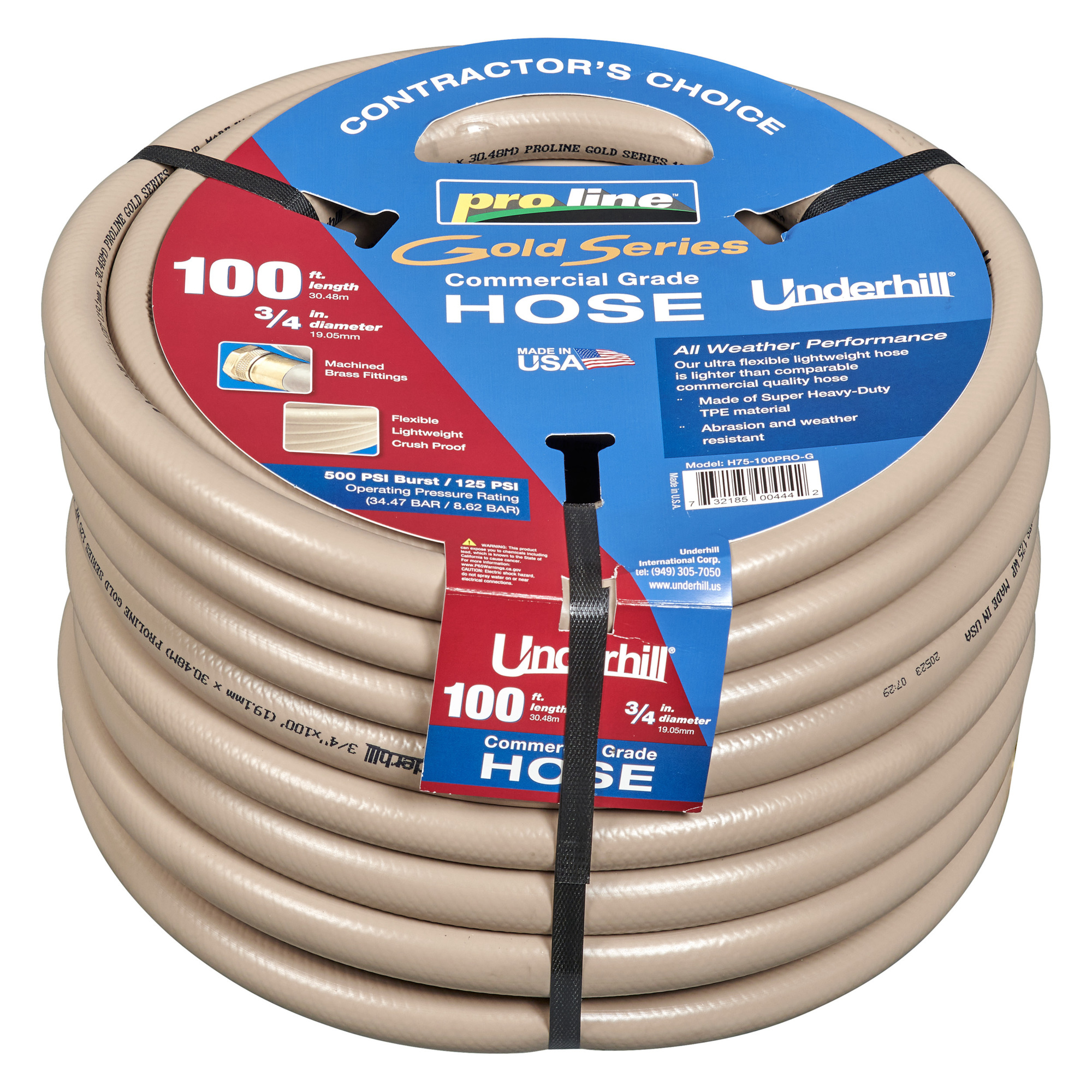 Underhill Gold Hose 3/4"x100' H75-100PRO-G